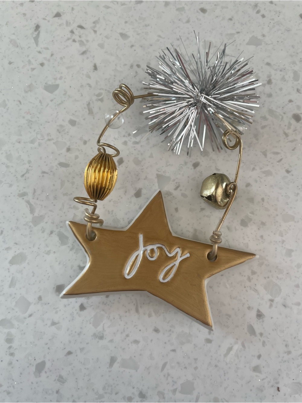 Vintage SANDRA MAGSAMEN Collection Department 56 Joy Sparkly White/Gold Ornament